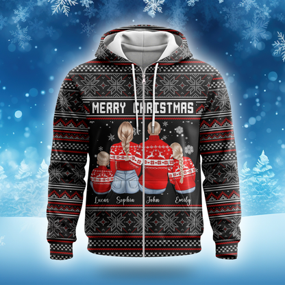 Personalized Family Christmas Hoodie – Custom Name Matching Holiday Outfit