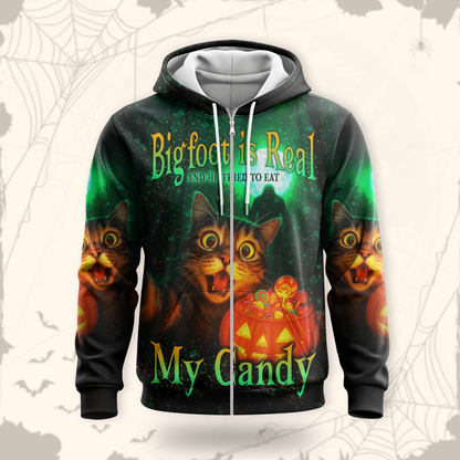 Funny Cat and Bigfoot "My Candy" Halloween shirt