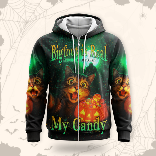 Funny Cat and Bigfoot "My Candy" Halloween shirt
