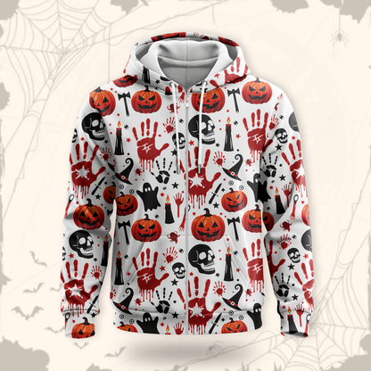 Bloody Handprint and Pumpkin Halloween shirt, Custom Choo